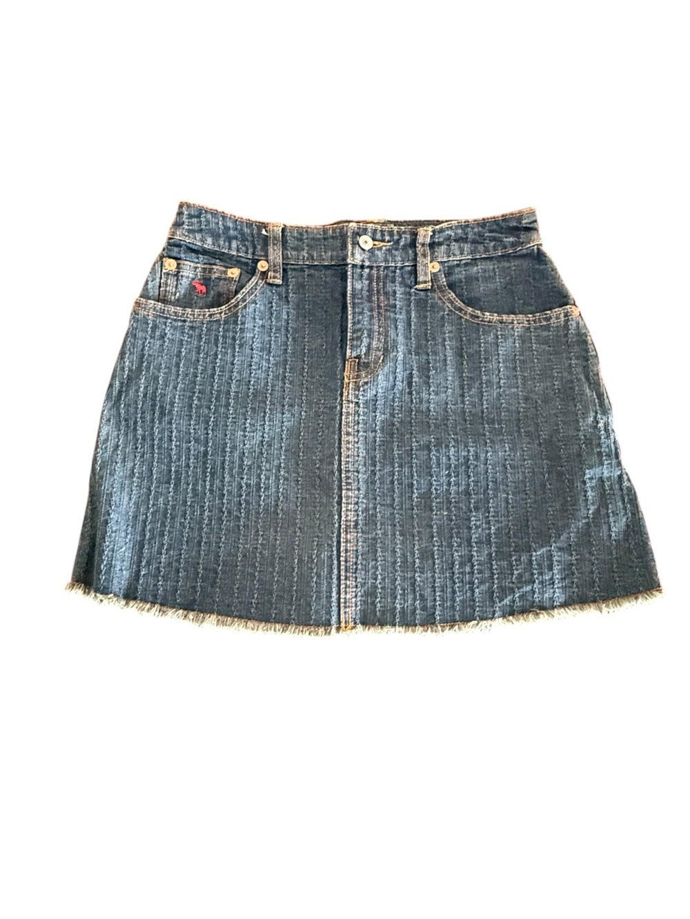 Y2K Abercrombie & Fitch Dark Blue Denim Mini Skirt Preppy Grunge 2000s Size 2